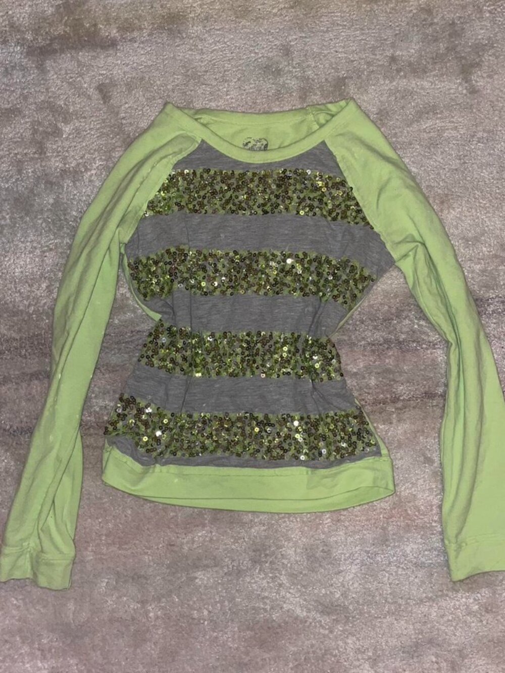 Justice Kids' Green and Grey Sparkle Sequin Shirt
